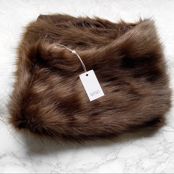Badgley Mischka Faux Mink Stole Shawl NWT Brown  - Picture 1 of 8